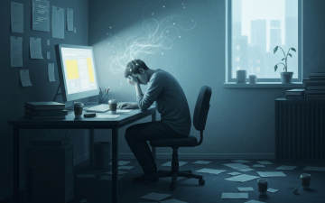 精神的に疲弊している様子